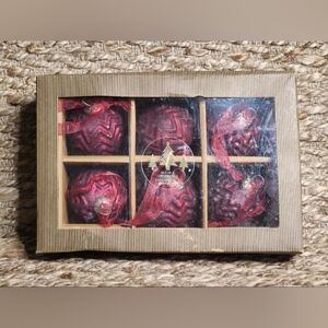 Vintage Red Glass Ribbed Ball Christmas Ornament Set Of 6 Stalwart Homestyles